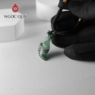 Mặt dây chuyền hồ ly đá cẩm thạch sơn thủy 12x28mm mệnh hỏa , mộc - Ngọc Quý Gemstones