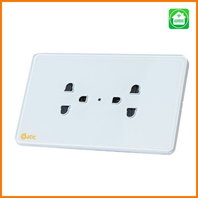 Ổ Cắm Datic 2 Ổ Có Tiếp Địa  Màu Trắng