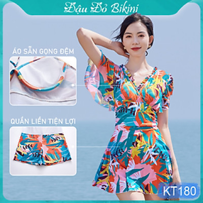 Bộ bơi liền thân nữ dáng váy quyến rũ, thun bơi đẹp co giãn 4 chiều thoáng mát, áo có sẵn gọng đệm, tôn dáng giấu bụng tốt | KT180