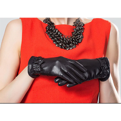 Găng tay nữ da cừu BHY8738 Bao tay nữ, lót lông siêu ấm, cám ứng điện thoại