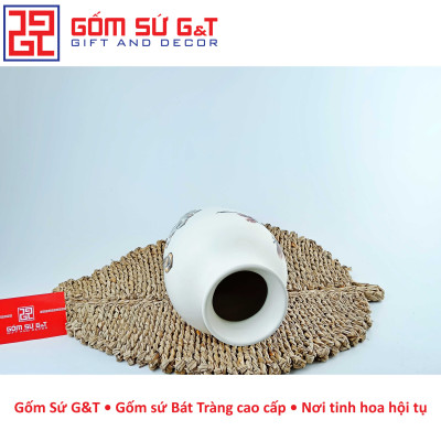 Lọ hoa dáng đùi dế vẽ sen chuồn Gốm Sứ G&T
