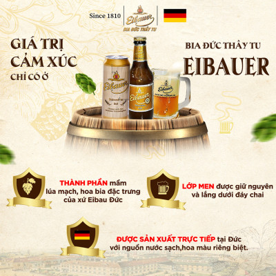 [BIA ĐỨC_SINCE 1810] Bia Tươi Thầy Tu EIBAUER HEFEWEIZEN HELL 5.2 ĐỘ - Bia Tươi Men Sống Thượng Hạng - Nhập Khẩu