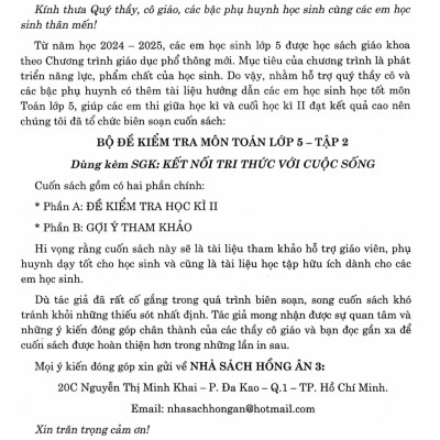 Bộ Đề Kiểm Tra Môn Toán Lớp 5 - (Dùng Kèm SGK Kết Nối Tri Thức Với Cuộc Sống) - HA