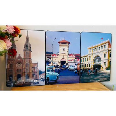  (ẢNH CHỤP THẬT)Tranh treo tường cảnh sài gòn trang trí quán ăn, nhà hàng, khách sạn kèm đinh treo 97