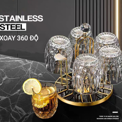  KHAY ÚP LY TRÒN INOX XOAY 360 ĐỘ – SANG TRỌNG & TIỆN DỤNG ✨