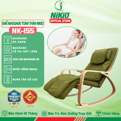 Ghế Massage Toàn Thân Nikio NK-155 - Kỹ Thuật Mát Xa Shiatsu Nhật Bản, Xoa Bóp Chuyên Sâu, Công Nghệ Rung Tần Số Cao Kết Hợp Nhiệt Hồng Ngoại Tân Tiến - Ghế Bập Bênh Thư Giãn, Giảm Stress Tại Nhà - Cải Thiện Sức Khỏe Và Chất Lượng Giấc Ngủ
