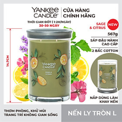 Nến ly tròn sáp đậu nành Yankee Candle size L (567g) - Sage & Citrus