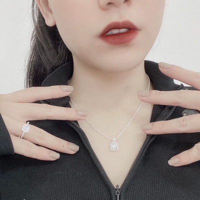 Dây Chuyền Vòng Cổ Bạc 925 Đá Vuông BẠC HIỂU MINH DMD462