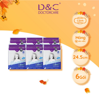 Combo 6 Băng vệ sinh thảo dược Glamiss Cool BVS ban ngày 24cm siêu khô thoáng cả ngày dài