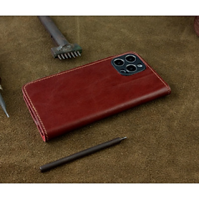Bao Da cho Iphone 13 Pro Max Handmade Da Bò Thật