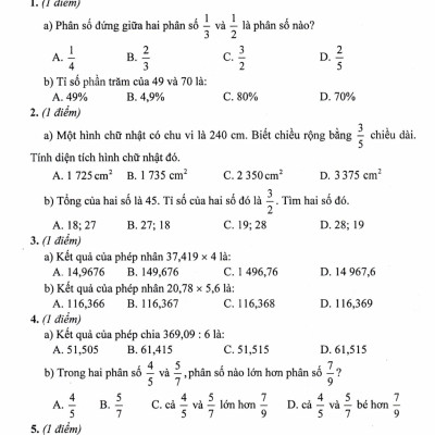 Bộ Đề Kiểm Tra Môn Toán Lớp 5 - (Dùng Kèm SGK Kết Nối Tri Thức Với Cuộc Sống) - HA