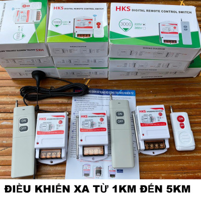 Bộ Điều Khiển Từ Xa 220V Cho Máy Bơm, Đèn – Tầm Xa 1–5KM, Chịu Tải 40A 3000W Loại Xịn