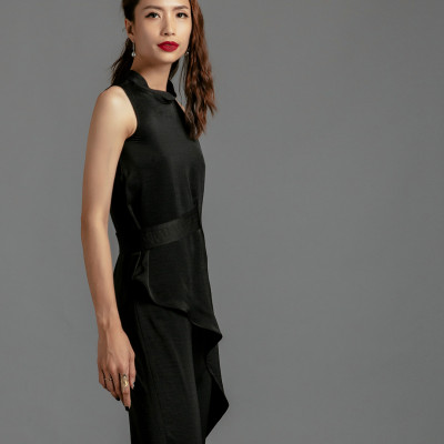 Áo Kiểu Peplum Áo Kiểu Cao Cấp Thời trang thiết kế Hity TOP118 (Đen Huyền Bí)