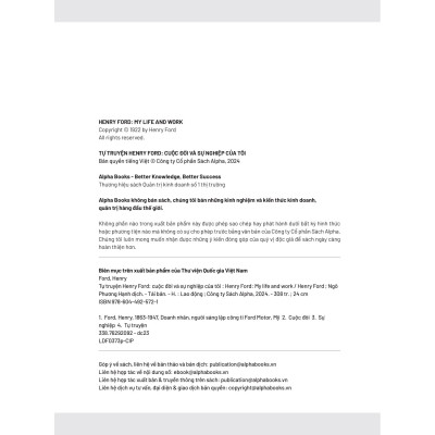 Tự Truyện Henry Ford - Cuộc Đời Và Sự Nghiệp Của Tôi