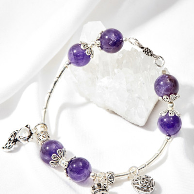 Vòng tay thạch anh tím phối hồ ly Ngọc Quý Gemstones