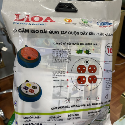 Ổ cắm Lioa 6 ổ đơn đa năng kéo dài DB52-10A ( dây 5m ) cao cấp 