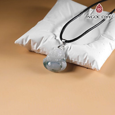 Mặt dây chuyền phật di lặc cẩm thạch hoa bay type A 21x21mm mệnh hỏa mộc - Ngọc Quý Gemstones