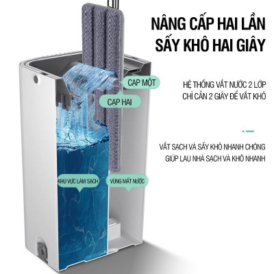 Bộ lau nhà GOSO Plus có thùng lau nhà 2 ngăn tự vắt, cây lau nhà xoay 360 độ giúp lau sàn làm sạch