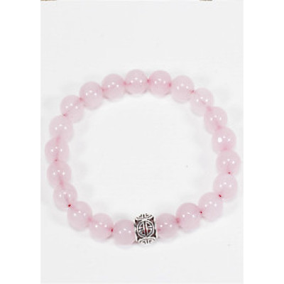 Vòng thạch anh hồng Phối Charm  bạc (8mm) Ngọc Quý Gemstones