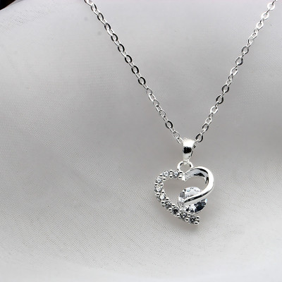 Dây Chuyền Nữ Bạc Hiểu Minh DMD427 Trái Tim Đá Trắng