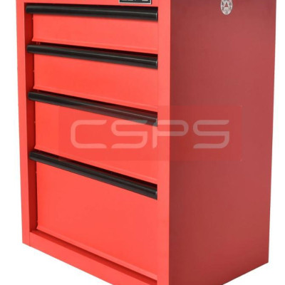 Tủ dụng cụ CSPS 61cm - 04 hộc kéo chân tủ màu đỏ mặt ván gỗ kèm vách lưới