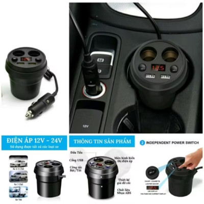 BỘ CHIA TẨU SẠC ĐIỆN THOAI BÁO VON ẮC QUY CAO CẤP TRÊN Ô TÔ