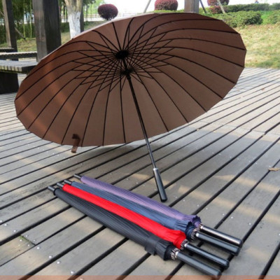 Ô đi mưa cán dài cỡ lớn dù đi mưa cao cấp 24 nan siêu chắc chắn màu nâu