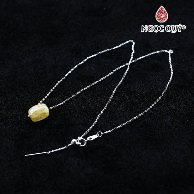 Dây chuyền bạc mặt lu thống thạch anh tóc vàng mệnh thủy, kim - Ngọc Quý Gemstones