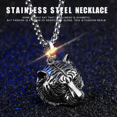 Dây chuyền nam 3D bằng Tittan đầu hổ uy quyền K130