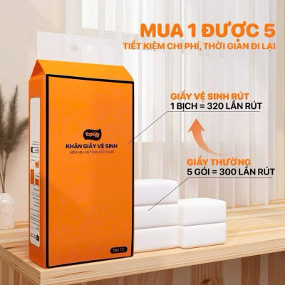Thùng 9 bịch siêu tiết kiệm Giấy rút đáy TOPGIA  CAM - Bột gỗ nguyên sinh, 1000 tờ chất lượng cao.