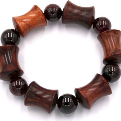 Vòng tay chuỗi hạt gỗ hồng hình ống tre HMS5