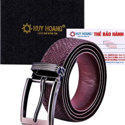 Thắt Lưng Nam Da Trăn Bản Lớn Đầu Kim Huy Hoàng HT4341 - Nâu