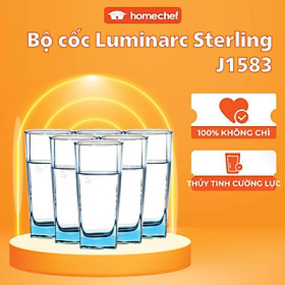 Bộ cốc uống nước thủy tinh Luminarc Sterling 6 chi tiết 300ml - J1583, an toàn, không bám mùi