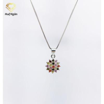 Dây chuyền bạc Ý 925 Huệ Ngân -Hoa đá D160008-M