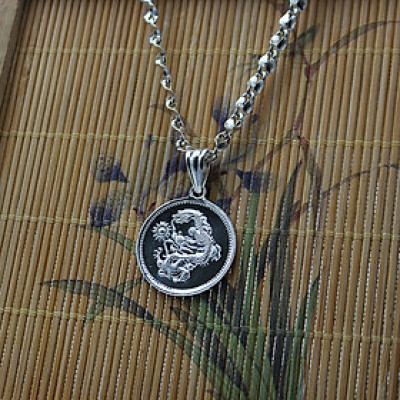 Dây chuyền và mặt dây chuyền trẻ em bằng bạc ta BẠC HIỂU MINH dte016 tuổi thìn