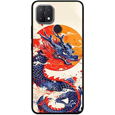 Ốp lưng cho Oppo A15 - A15s - Oppo A35 4G - A17 - A17K - Oppo A57 - A95 5G - Rồng Xanh Trăng Vàng - Hàng Chính Hãng