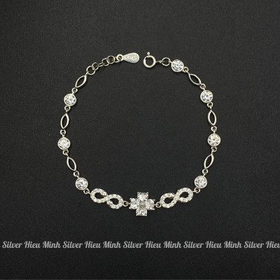Lắc Tay Nữ Bạc Ta Cỏ Bốn Lá Đính Đá BẠC HIỂU MINH LTU645