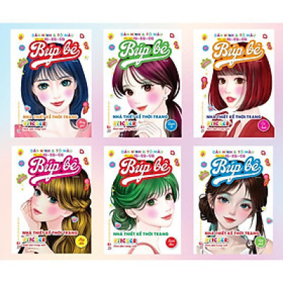 Sách - Bóc Dán Hình Sticker Trong Suốt & Tô Màu Búp Bê - Nhà Thiết Kế Thời Trang - Combo 6 Cuốn - Việt Thư