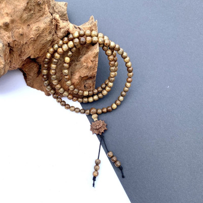 Chuỗi tràng trầm Hương 108 hạt/6ly hoa sen lục hạt (BH695-6) Vòng tay/cổ cho nữ - Tĩnh Tâm, An Yên - Bracelet of HAHANCO