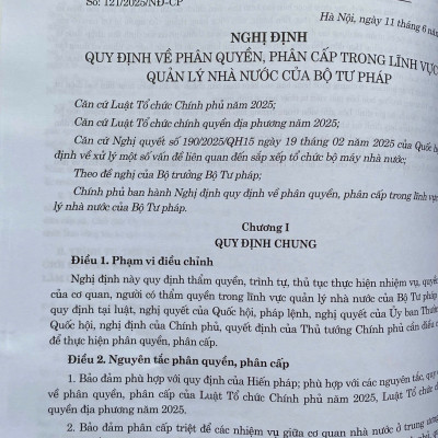  Hệ Thống Các Nghị Định Của Chính Phủ Về Phân Quyền, Phân Cấp, Phân Định Thẩm Quyền Giữa Chính Phủ Và Chính Quyền Địa Phương 2 Cấp Trong Lĩnh Vực Tư Pháp, Tài Chính, Nội Vụ, Văn Hoá - Xã Hội Và Đối Ngoại