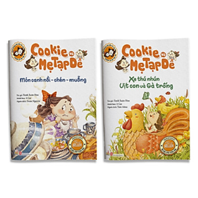 Combo 2 Cuốn Cookie Và Mẹ Tạp Dề - Xe Thú Nhún Vịt Con Và Gà Trống & Món Canh Nồi - Chén - Muỗng