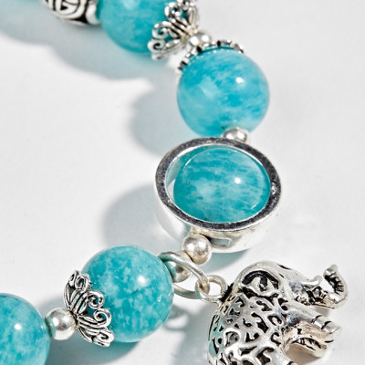 Vòng Đá Amazonite Phối Charm Bạc (9mm) Ngọc Quý Gemstones