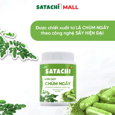 Viên Bột Chùm Ngây Nguyên Chất SATACHI – 100% Lá Chùm Ngây – Dạng Viên Tiện Lợi – Hộp 180 viên