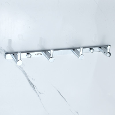 Móc treo quần áo tiện lợi 4 móc chất liệu đồng mạ crom Y-6302-4 mặt gương sáng bóng Hiwin kích thước 250x28x28