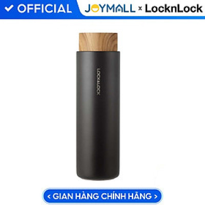 Bình giữ nhiệt Lock&Lock Flat 400ml màu đen LHC4227BLK - Hàng chính hãng, có khay lưới lọc trà, nắp nhựa kiểu gỗ - JoyMall