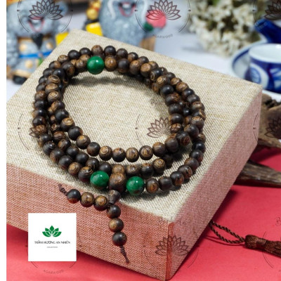 Vòng Tay Trầm Hương Sánh Chìm Nước mix Charm - Chuỗi Tràng Hạt Cao cấp - 108 Hạt