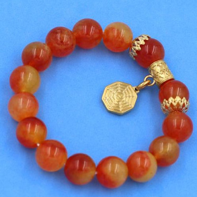 Vòng tay chuỗi Đá Ngọc Tủy size 12 ly - Vòng tay Bát Quái vàng phối charm - không đen, không bay màu