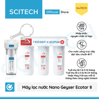 Máy lọc nước Nano Geyser Ecotar 8 kèm bộ đơn lọc thô 10 inch by Scitech - Hàng chính hãng