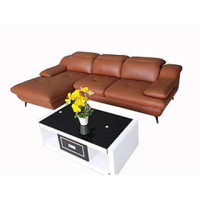 Bộ Sô Pha 50% Da Bò Nhập Italia_Đầu Bật_Màu Nâu_Kích Thước 2800 x 1700