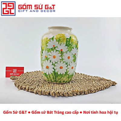 Lọ hoa dáng thạp vẽ cúc họa mi Gốm Sứ G&T